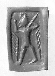 Rectangular prism seal engraved on five faces, Steatite, black, Cypriot 
