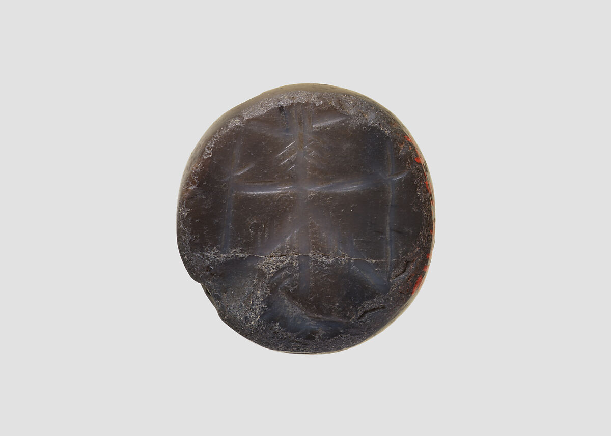 Stamp seal, Chalcedony, gray, Sasanian