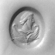 Stamp seal, Chalcedony, gray, Sasanian 