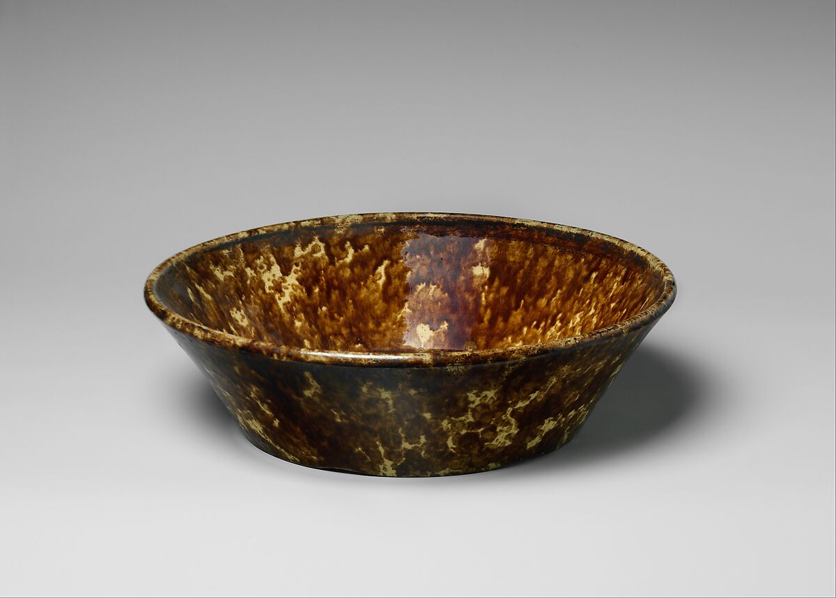 Dish, Mottled brown earthenware, American 