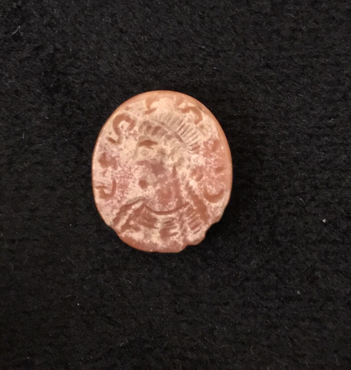 Stamp seal, Jasper, pink, Sasanian 