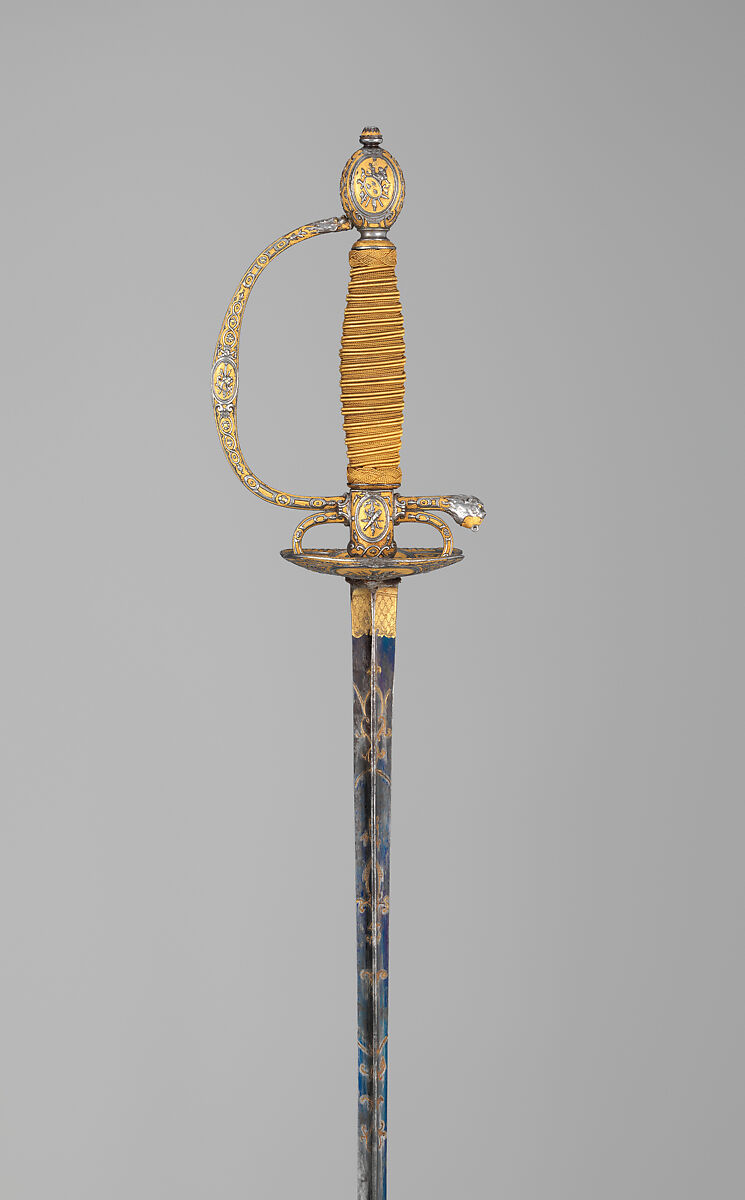 Smallsword, Steel, gold, wood, textile, French