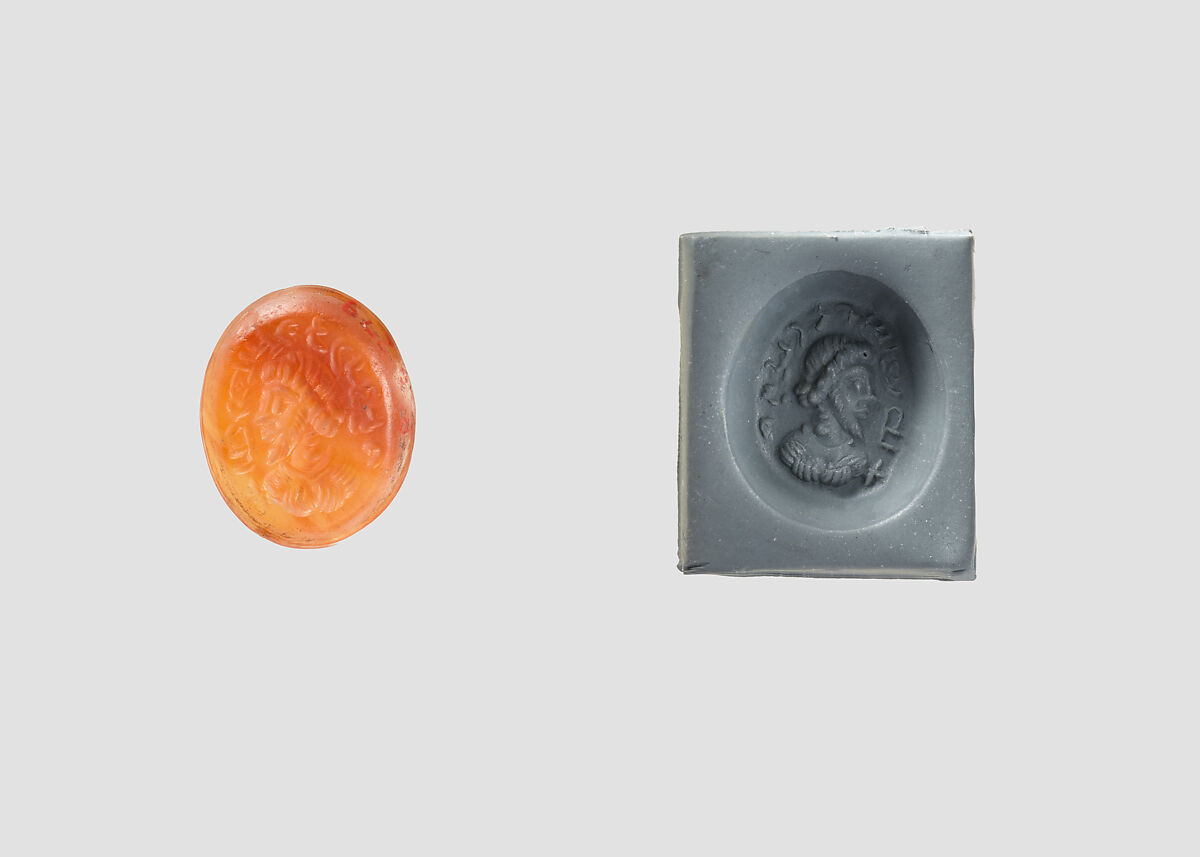 Stamp seal, Carnelian, Sasanian 