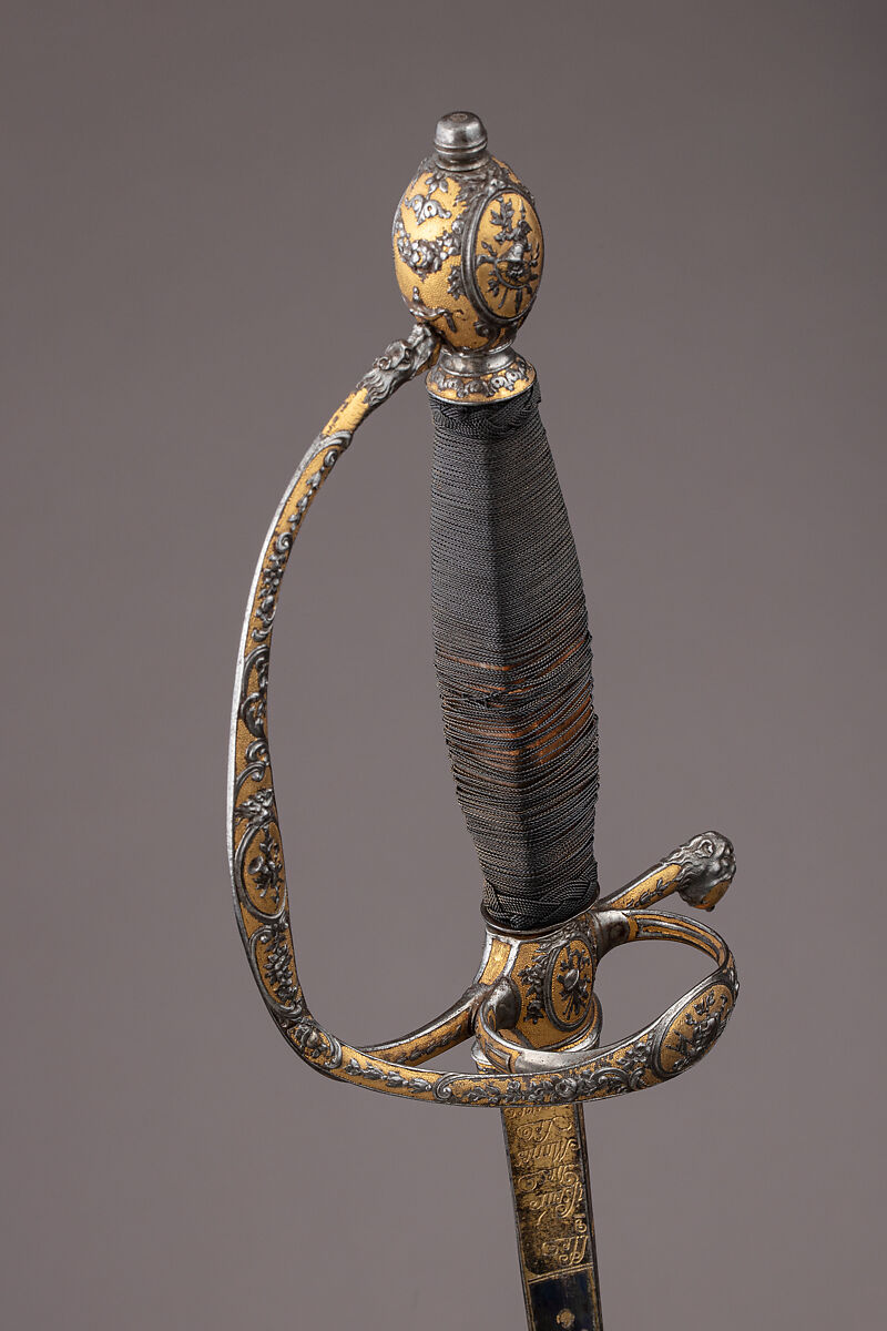 Smallsword with Scabbard, Steel, gold, wood, fish skin, French, Paris