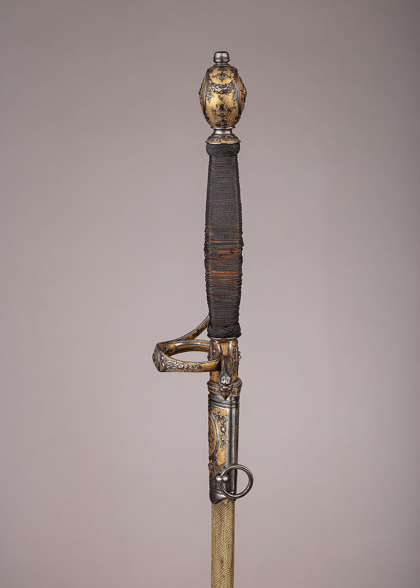 Smallsword with Scabbard, Steel, gold, wood, fish skin, French, Paris