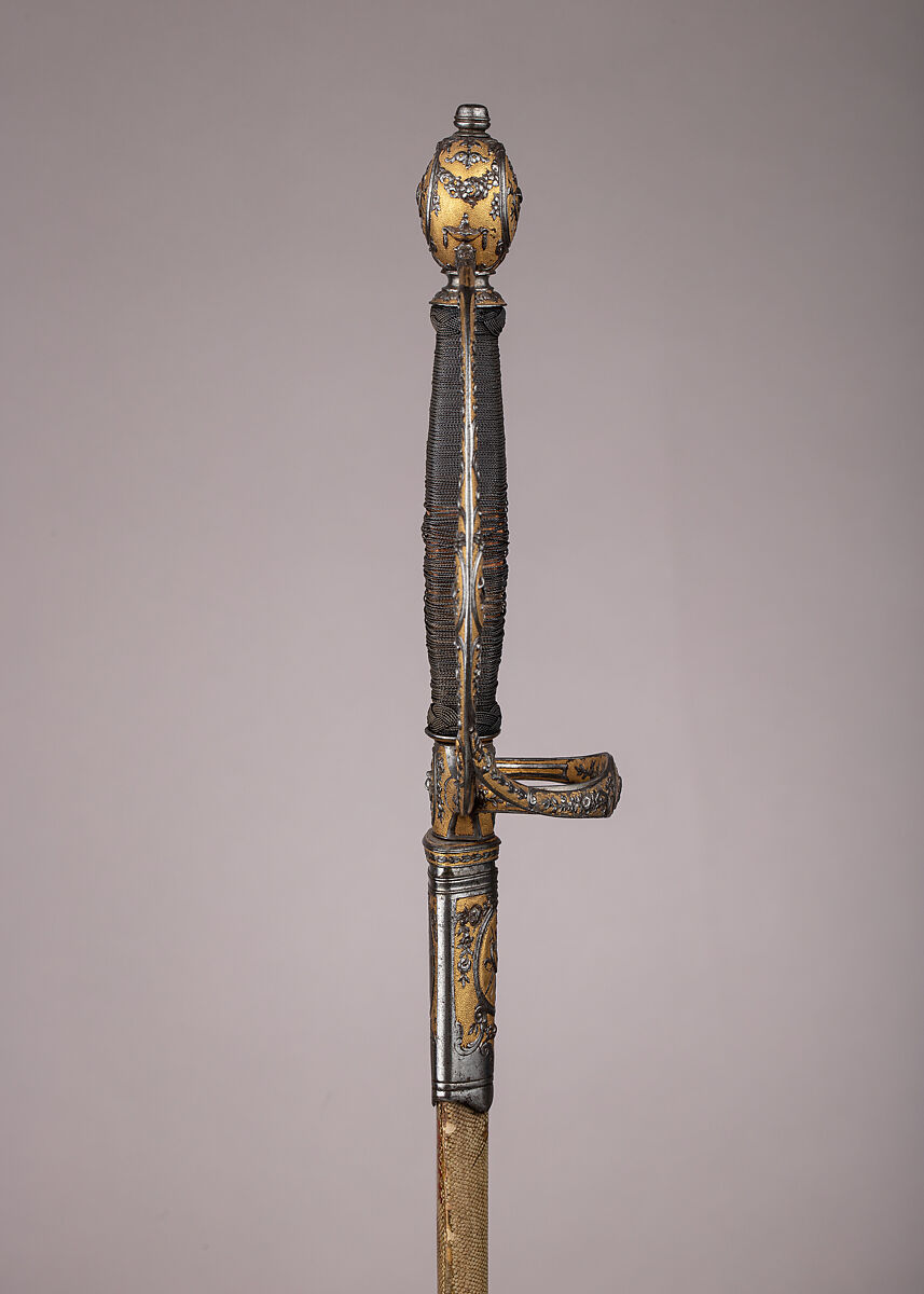 Smallsword with Scabbard, Steel, gold, wood, fish skin, French, Paris