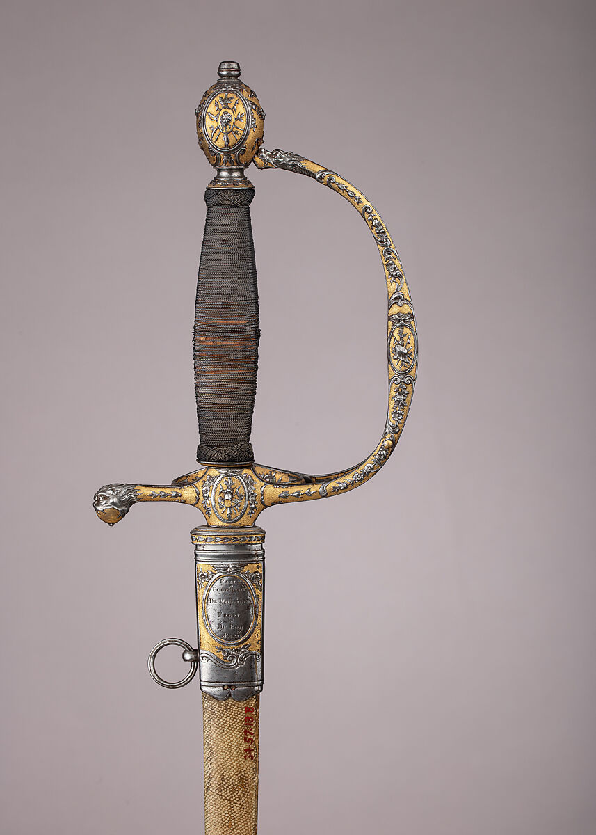 Smallsword with Scabbard, Steel, gold, wood, fish skin, French, Paris