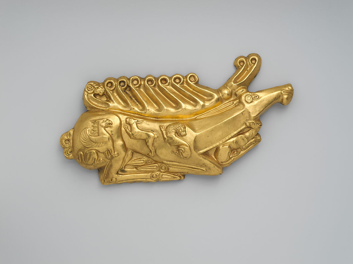 Reproduction of a Scythian plaque in the form of a reclining stag