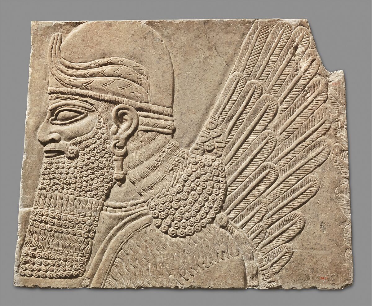 Relief panel, Gypsum alabaster, Assyrian 