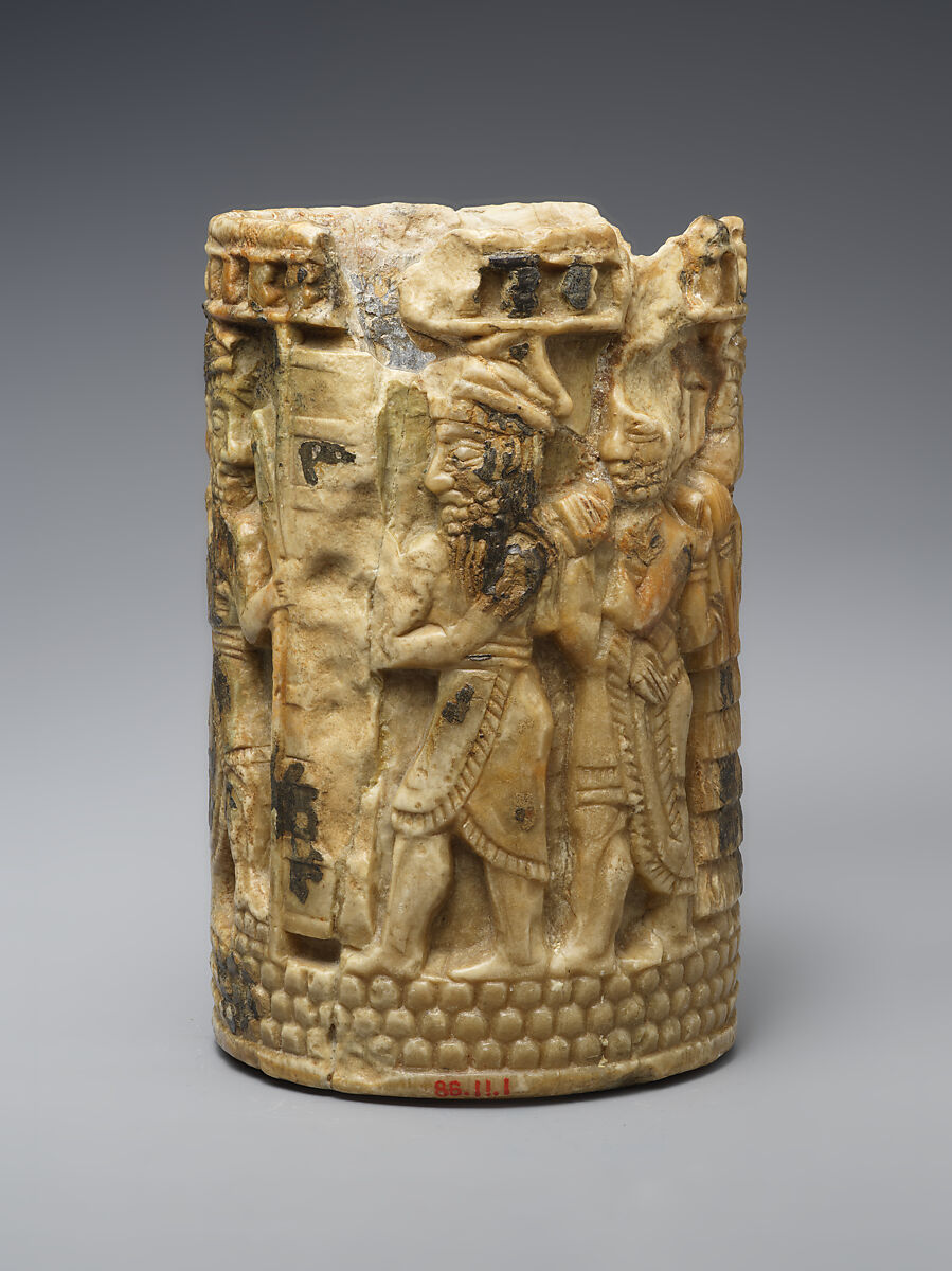 Cylinder with a ritual scene, Gypsum alabaster, Iran