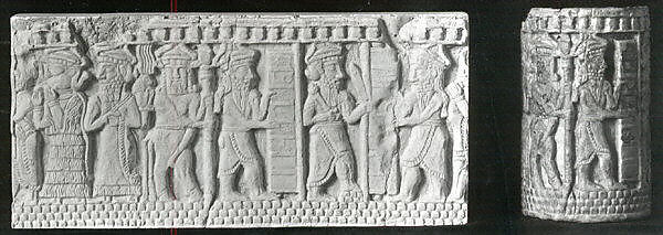 Cylinder with a ritual scene, Gypsum alabaster, Iran