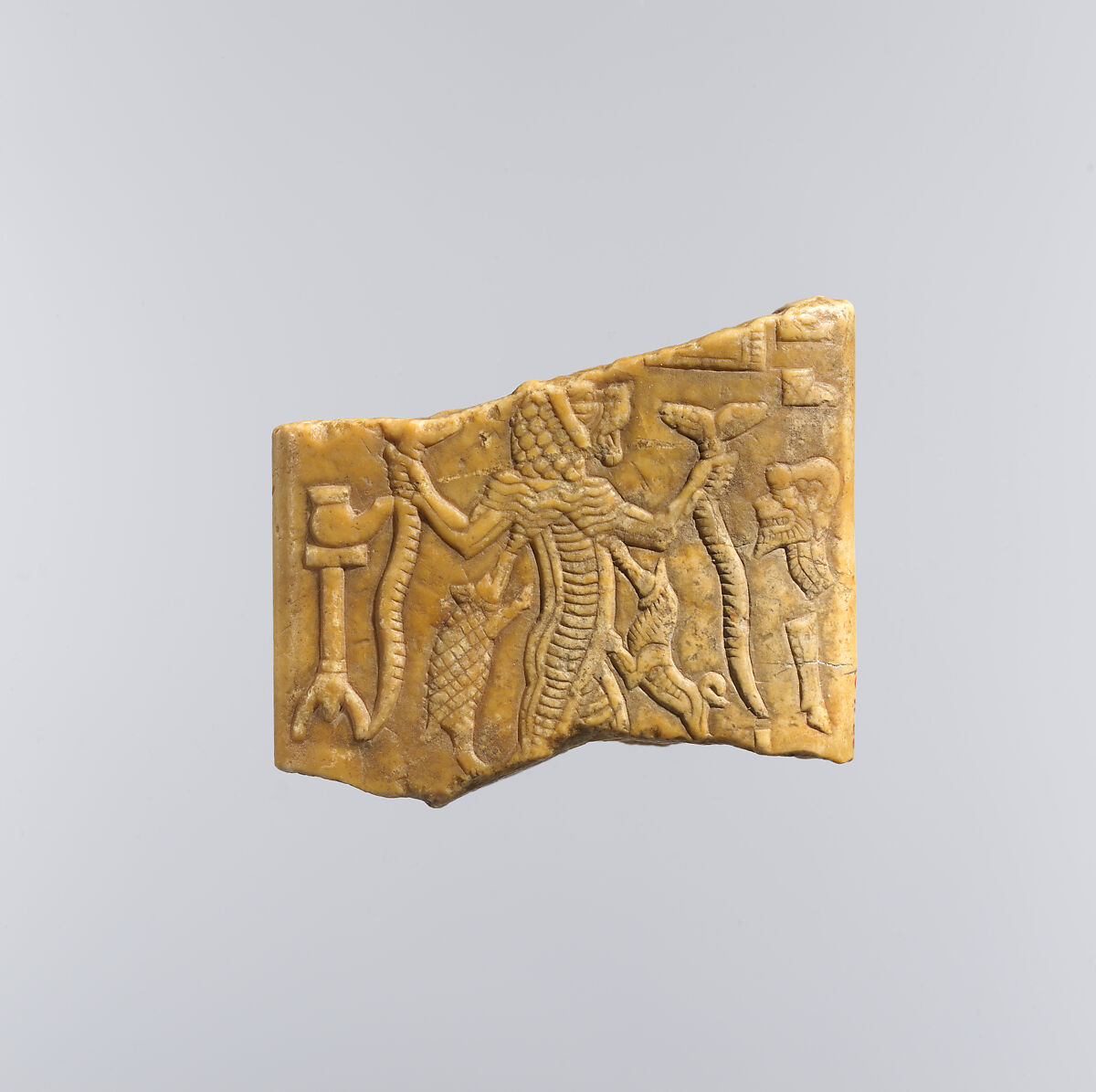 Amulet with a Lamashtu demon, Limestone, Babylonian