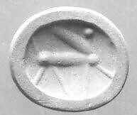 Stamp seal (scaraboid with pointed top) with monster, Neutral Chalcedony (Quartz), Assyro-Babylonian 