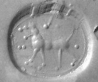 Stamp seal (scaraboid) with animal, Neutral Chalcedony (Quartz), Assyro-Babylonian 