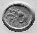 Stamp seal, Chalcedony, bluish, Seleucid 