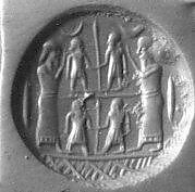 Stamp seal (conoid) with cultic scene
