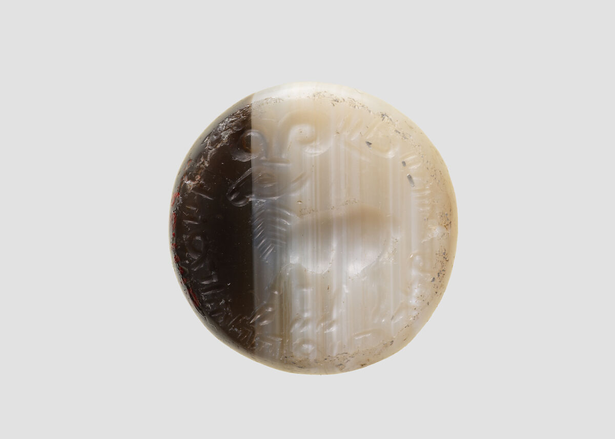 Stamp seal, Agate, banded, Sasanian