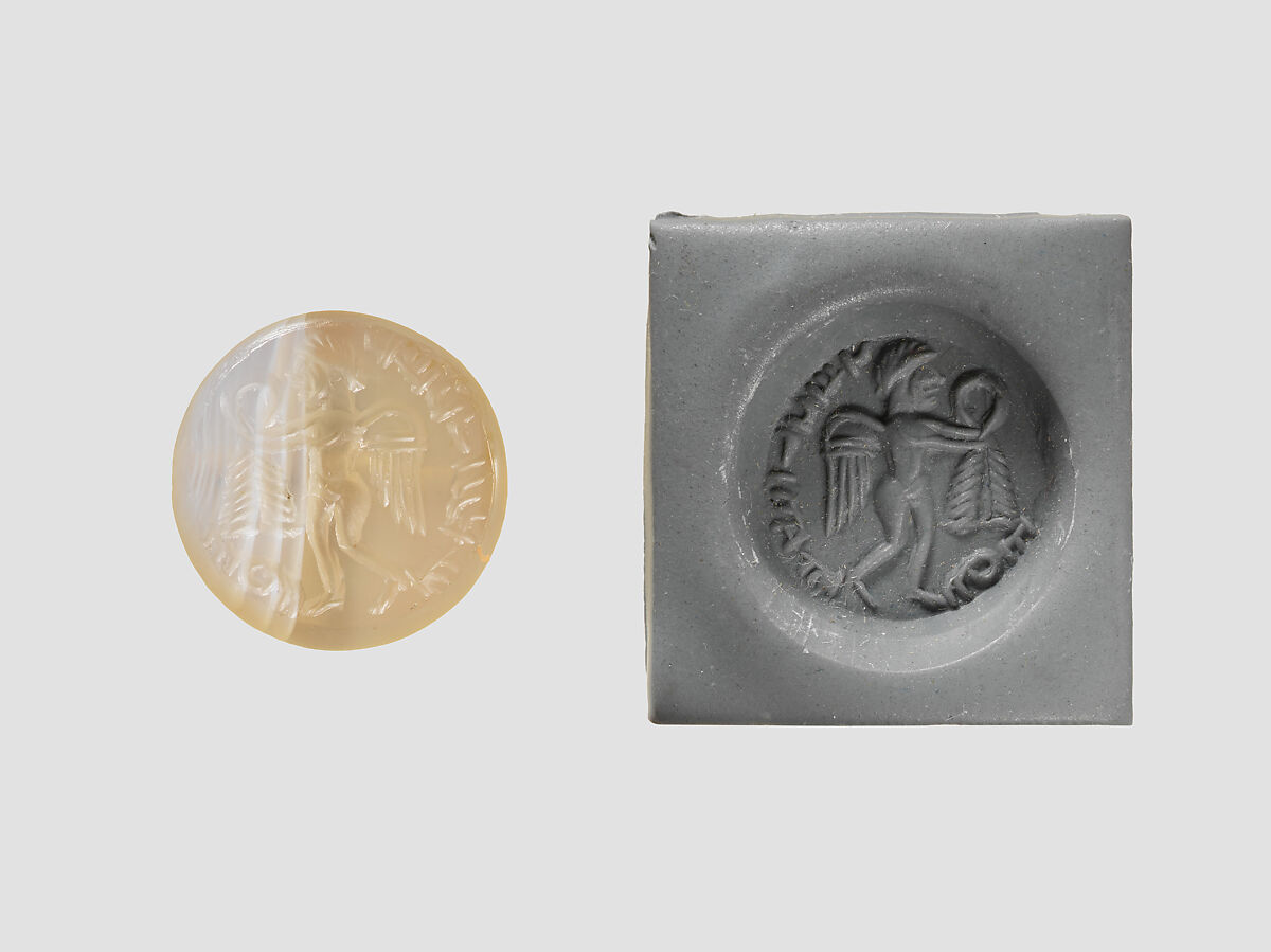 Stamp seal, Chalcedony, white, Sasanian 