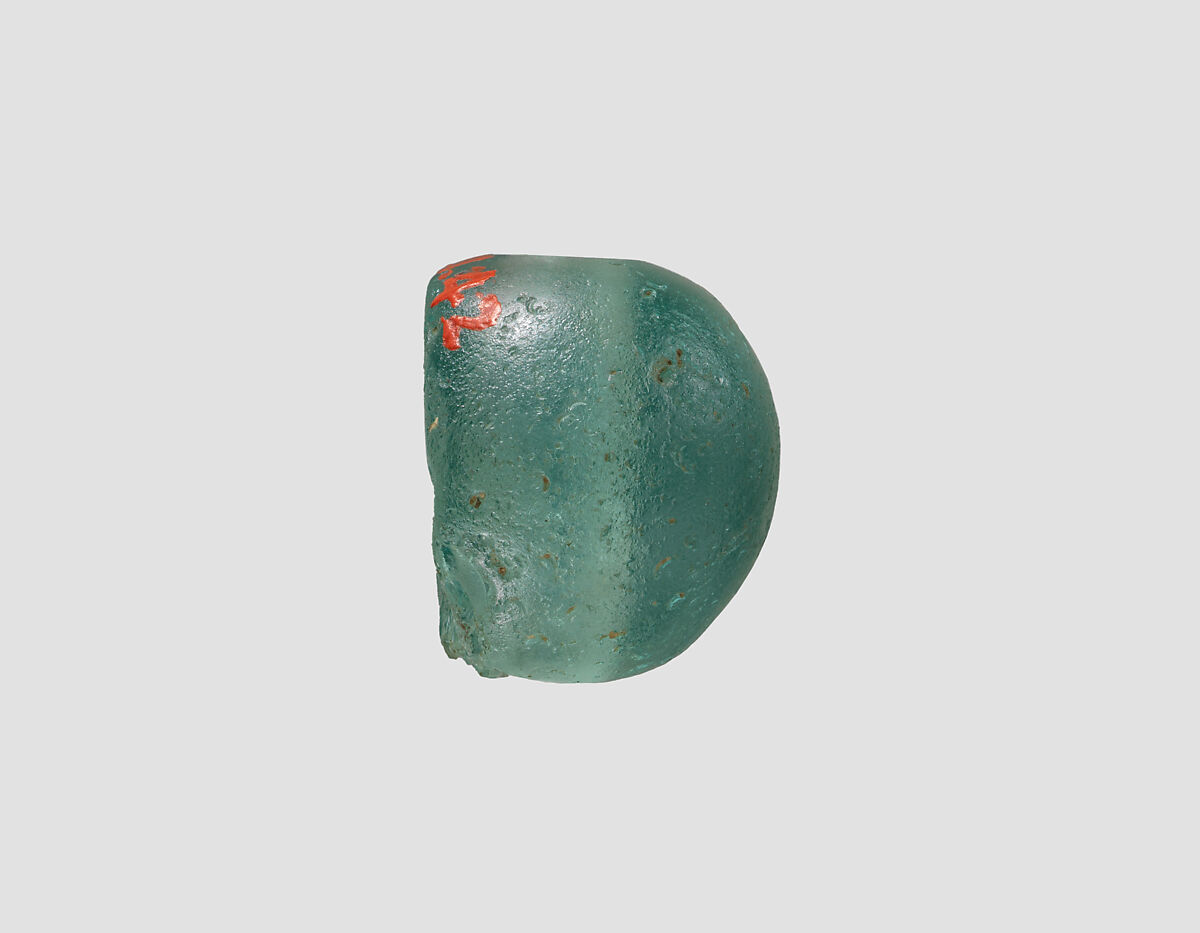 Stamp seal, Glass, bluish-green, Sasanian