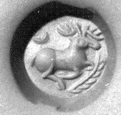 Stamp seal, Chalcedony, milky, Sasanian 