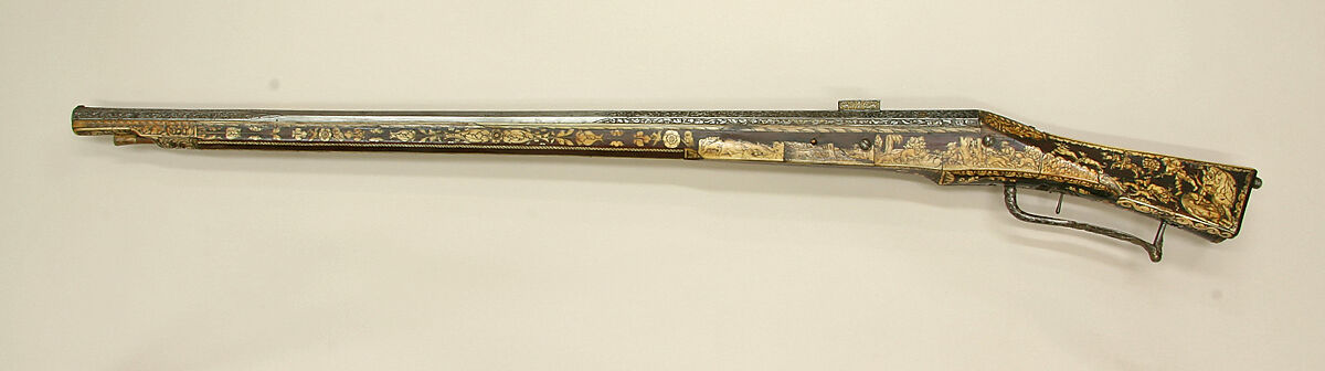 Combination Wheellock Matchlock Gun, Steel, wood (walnut), staghorn, brass, German