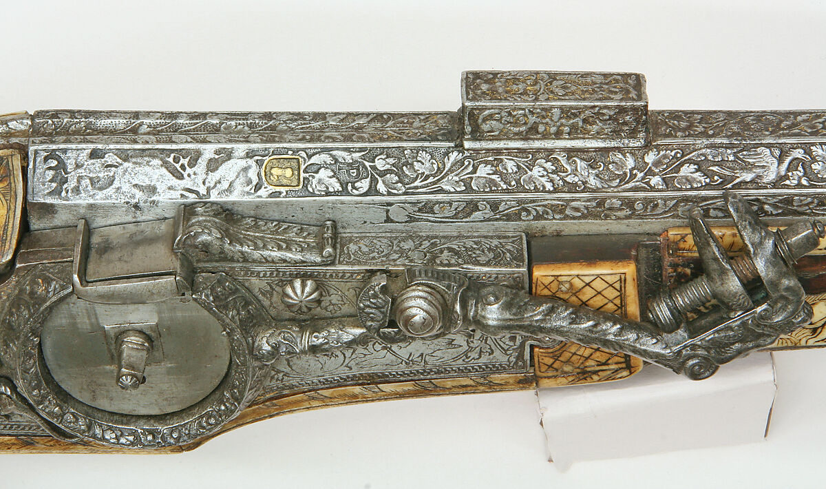 Combination Wheellock Matchlock Gun, Steel, wood (walnut), staghorn, brass, German