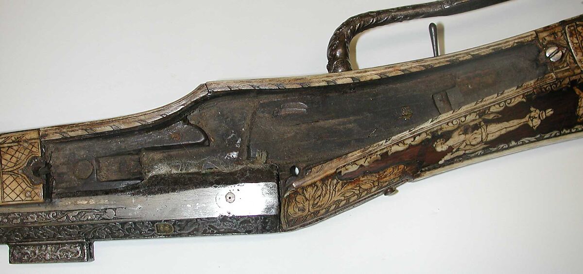 Combination Wheellock Matchlock Gun, Steel, wood (walnut), staghorn, brass, German