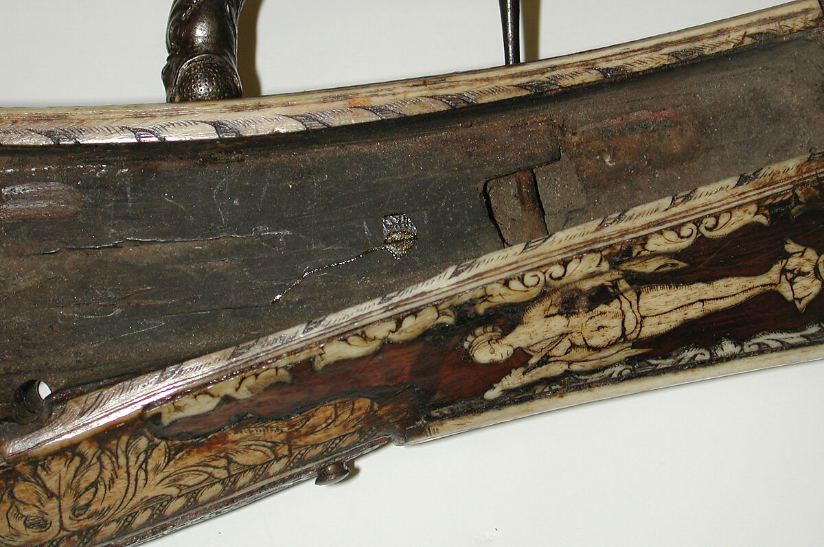 Combination Wheellock Matchlock Gun, Steel, wood (walnut), staghorn, brass, German