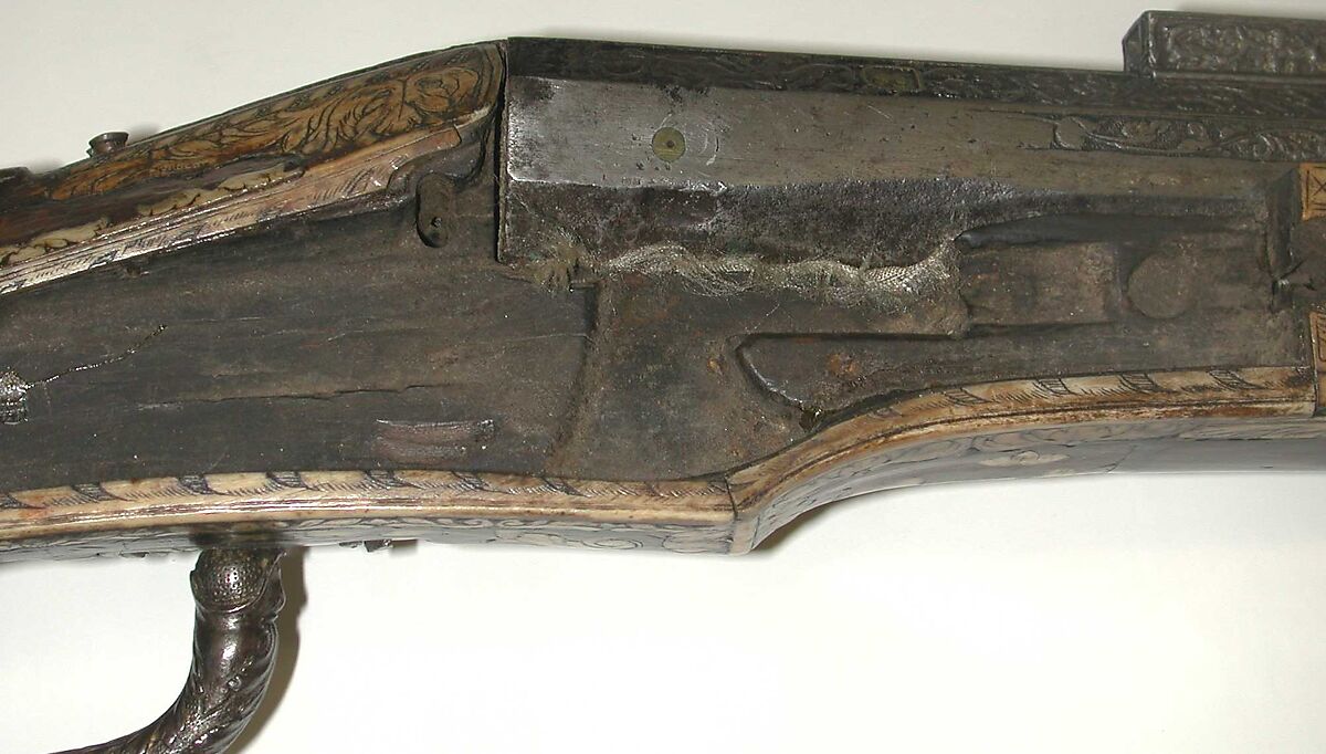 Combination Wheellock Matchlock Gun, Steel, wood (walnut), staghorn, brass, German