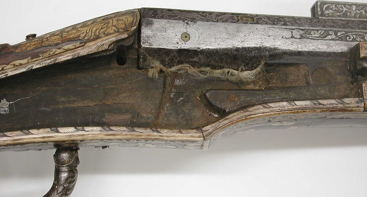 Combination Wheellock Matchlock Gun, Steel, wood (walnut), staghorn, brass, German