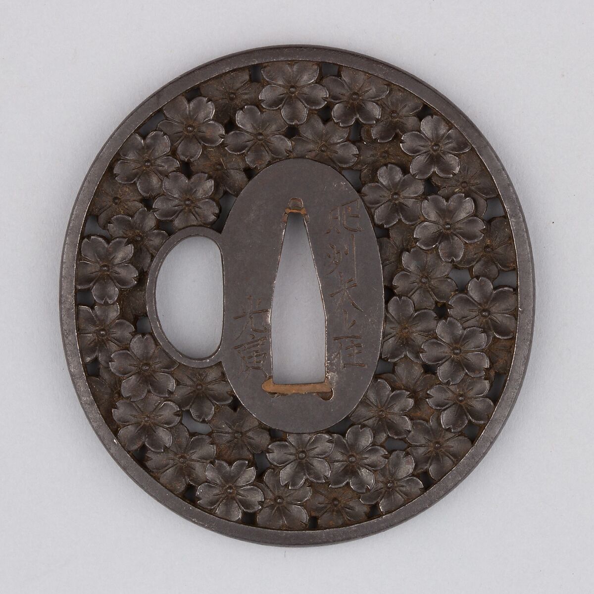 Sword Guard (Tsuba), Iron, copper, Japanese 