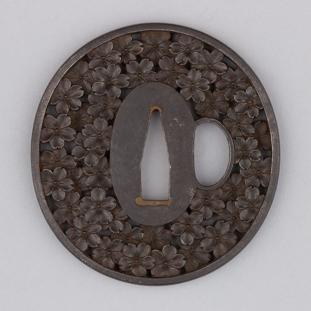 Sword Guard (Tsuba), Iron, copper, Japanese