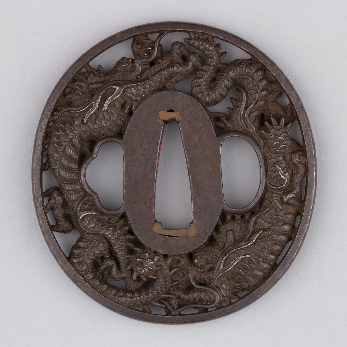 Sword Guard (Tsuba), Iron, gold, copper, Japanese 