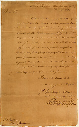 Letter from George Washington to New York Governor George Clinton