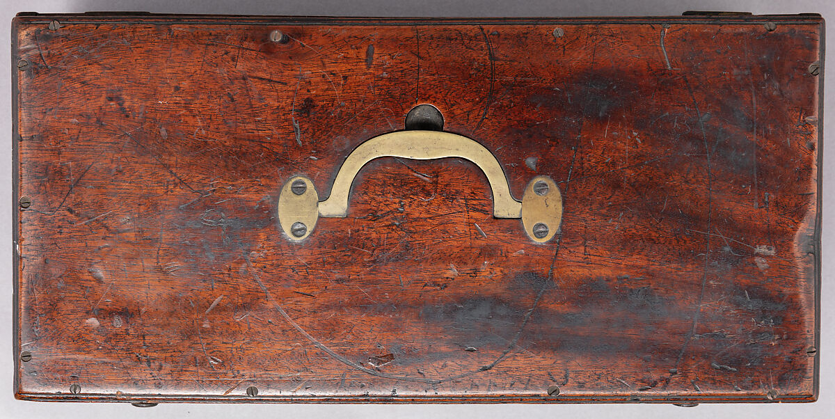 Flintlock Repeating Pistol with Lorenzoni Action, Bearing the Crests of Vice Admiral Horatio Nelson (1758–1805), with Case and Accessories, Harvey Walklate Mortimer (British, Newcastle-under-Lyme 1753–1819 Hampstead-heath (now London)), Pistol: steel, wood (walnut), silver; reserve barrel: steel; bullet mould: steel; punch; steel; wrench: steel; case: wood (mahogany), brass, textile, paper, British, London