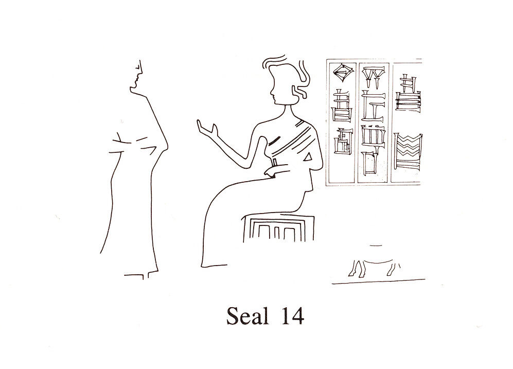 Cuneiform tablet impressed with cylinder seal: balanced account of barley, Clay, Neo-Sumerian