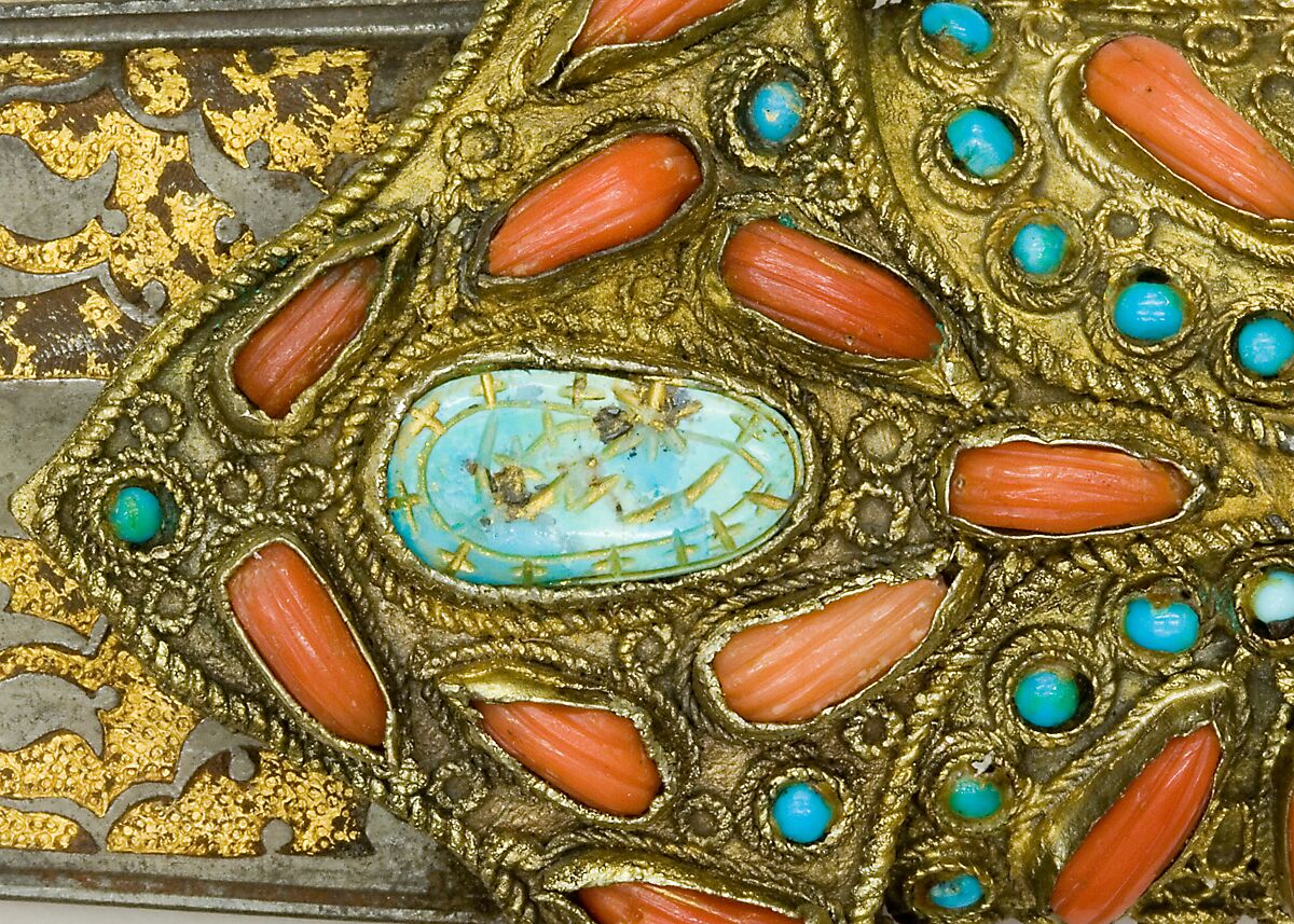 Sword (Kilij) with Scabbard, Steel, wood, turquoise, coral, emerald, gold, Turkish