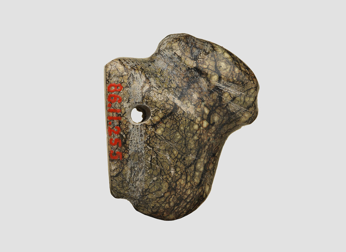 Stamp seal (bull-shaped) with animal, Brecciated green, black, and beige Steatite, Assyrian