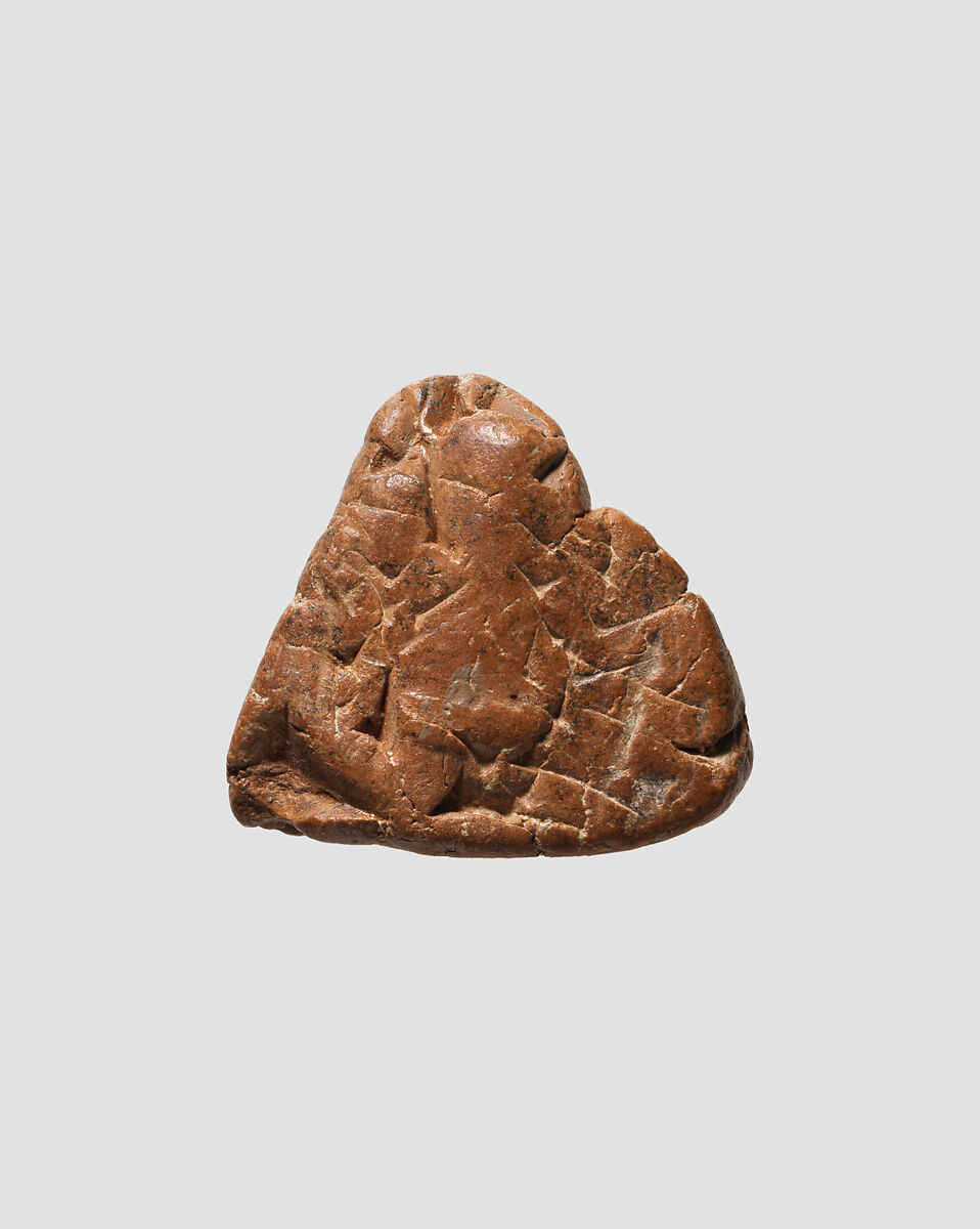 Cuneiform tablet impressed with cylinder seal: docket, Clay, Babylonian