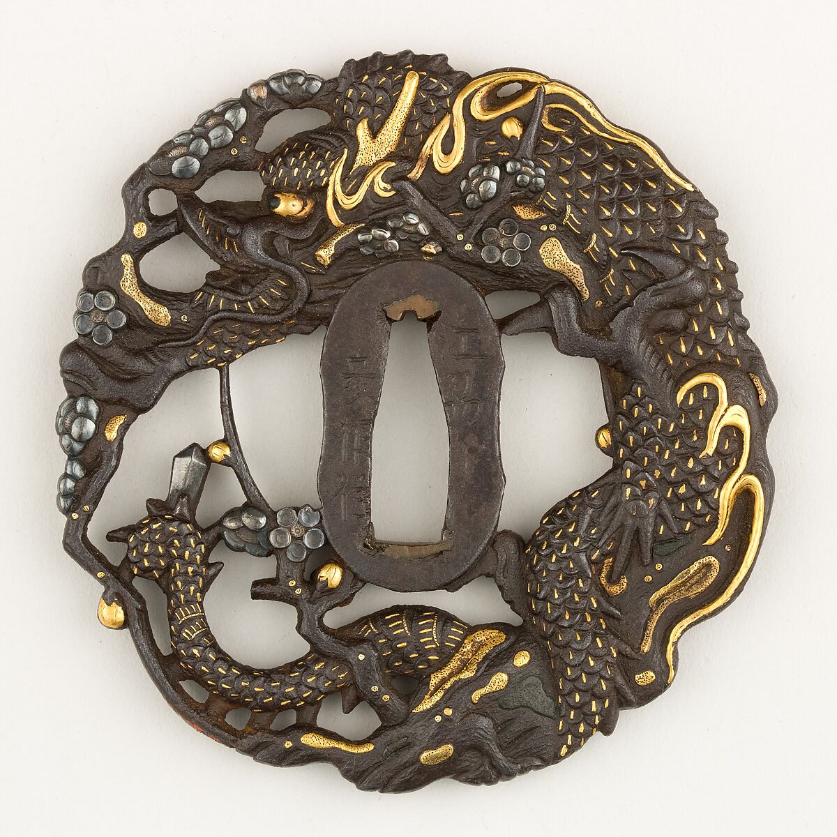 Sword Guard (Tsuba), Silver, gold, Japanese