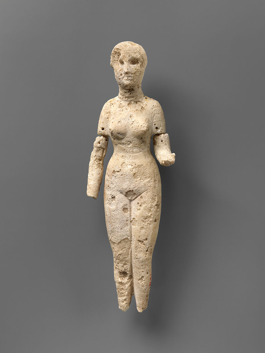 Figure of a standing woman, Gypsum alabaster, Parthian 