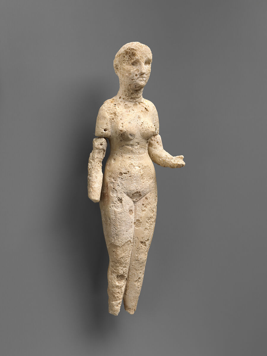 Figure of a standing woman, Gypsum alabaster, Parthian