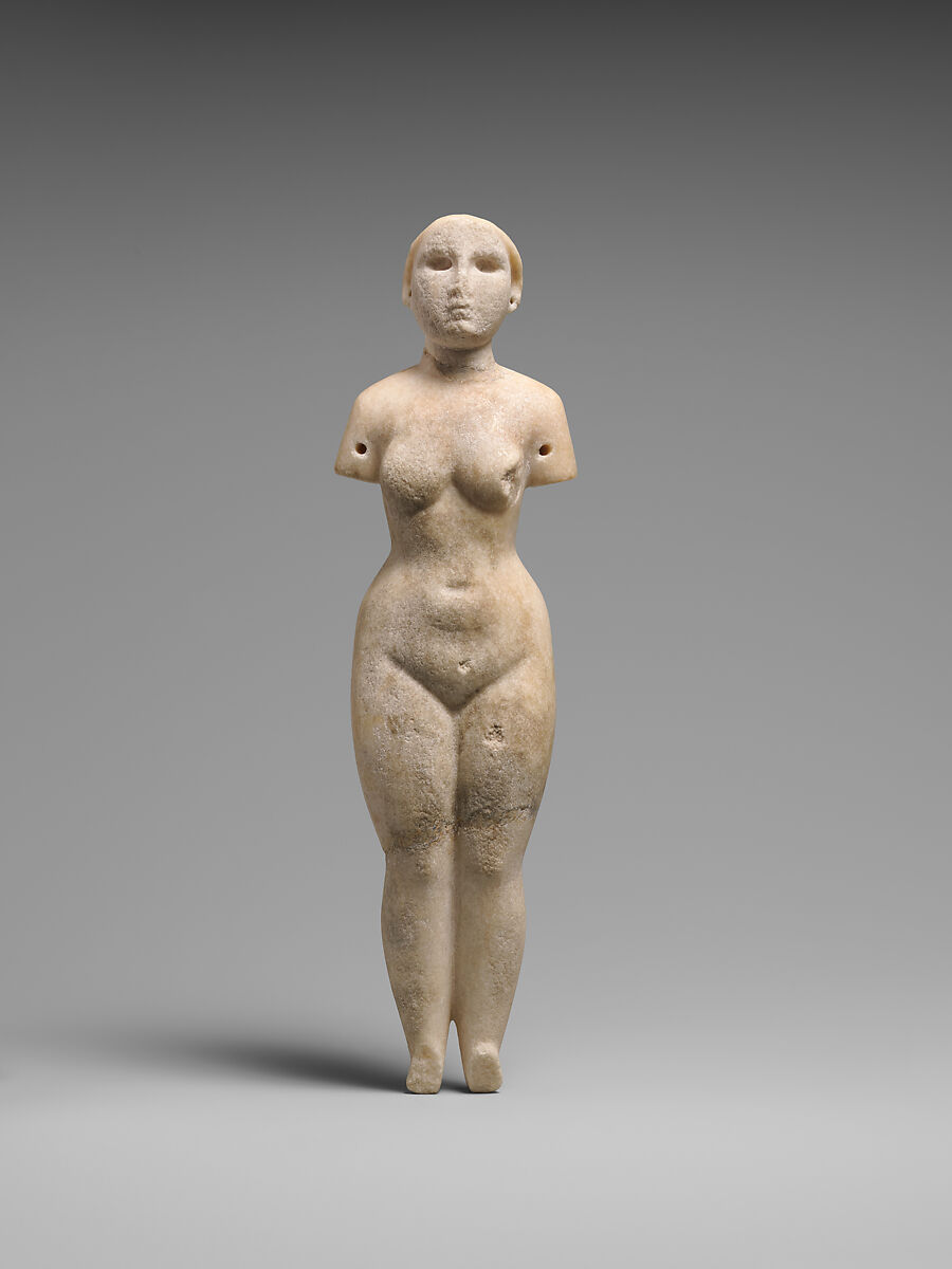 Figure of a standing woman, Gypsum alabaster, Parthian 