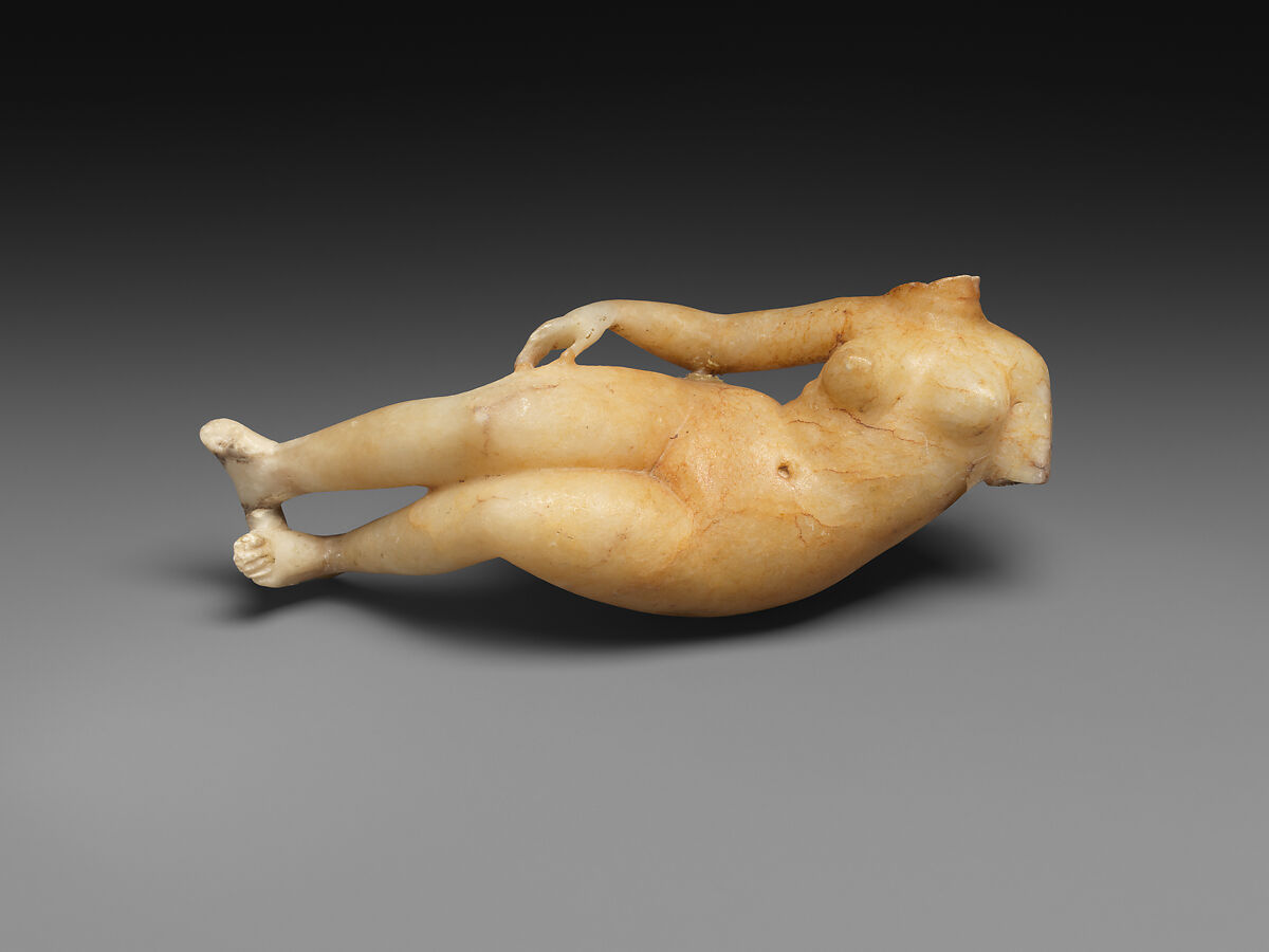 Figure of a reclining woman, Alabaster (gypsum), Parthian 