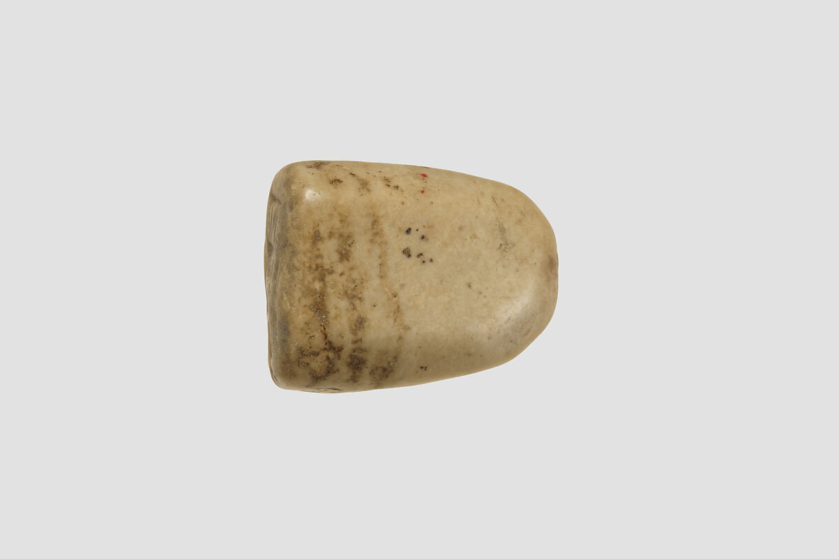 Stamp seal (octagonal pyramid, worn) with musician, Yellow limestone, Syro-Levantine