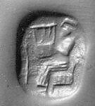 Stamp seal (octagonal pyramid, worn) with musician, Yellow limestone, Syro-Levantine 