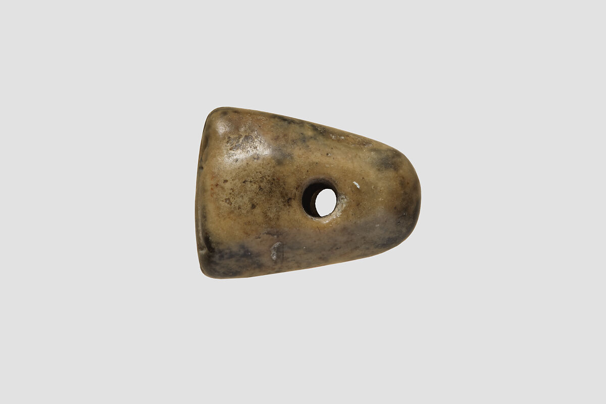 Stamp seal (octagonal pyramid, worn) with cultic scene, Feldspar, yellow black, Assyrian