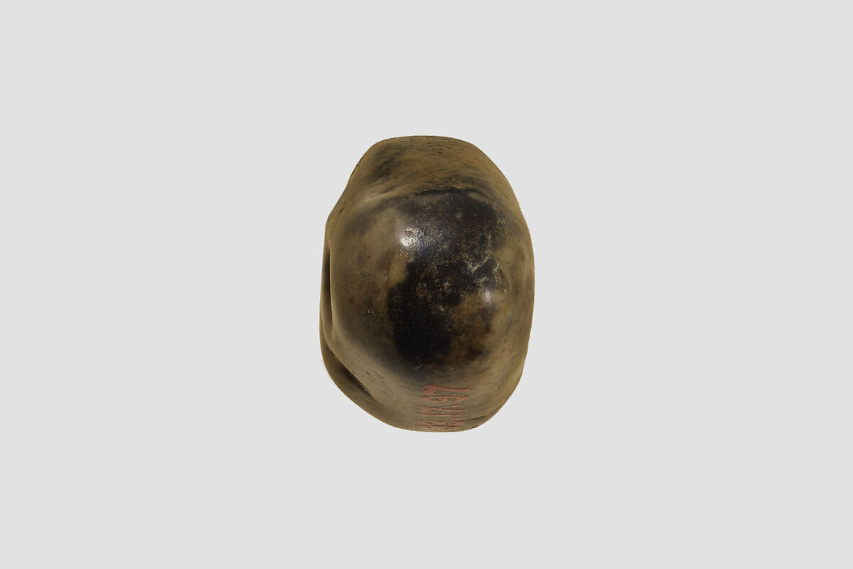 Stamp seal (octagonal pyramid, worn) with cultic scene, Feldspar, yellow black, Assyrian