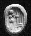 Stamp seal (octagonal pyramid) with cultic scene, Neutral and white Agate (Quartz), Assyro-Babylonian 