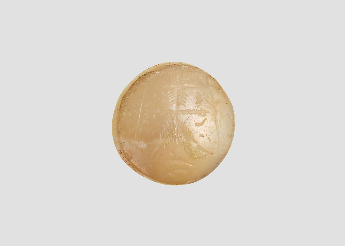 Stamp seal, Chalcedony, yellow, Sasanian